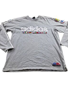 Vtg Adidas AIBL International Basketball League T Shirt Mens 2XL Long Sleeve